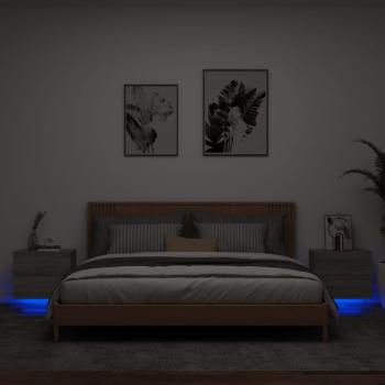 2-Pack Wall-Mounted Bedside Cabinets with LED Lights