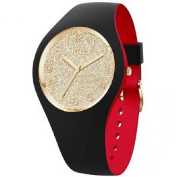 Ice-Watch Loulou Black Gold Glitter Silicone Strap Watch