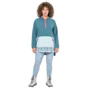 Ulla Popken Fleece-Hoodie für Damen, türkis, Größe 62/64, mit Kapuze