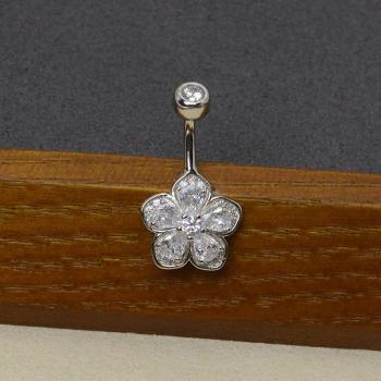 Eleganter Zirkon Bauchnabelpiercing 925 Sterling Silber