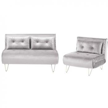 Set de salon Vestfold : Canapés BZ 2+1 en velours gris