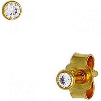 JOBO 33 % Gold Rundohrringe – Zirkonia‑Set