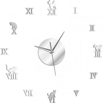 Giant Cat Mirror Sticker Clock