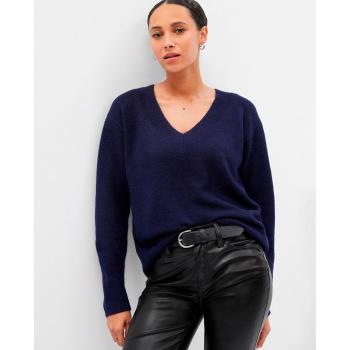 Maglione Scollo a V Grigio