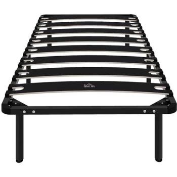 Cama Homcom 90x190 cm, Estructura de Acero y Almacenaje, Color Negro