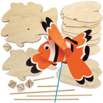 Tropical Fish Wooden Windmill Kits (Pack of 3)