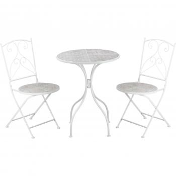 Set da Giardino 3 Pezzi con Sedie Pieghevoli e Tavolino Rotondo