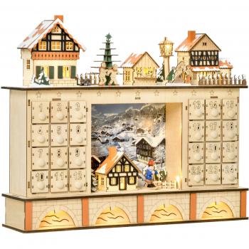 Calendario de Adviento Brillante en Madera con 24 Puertas