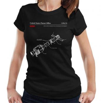 Women's Black NASA Apollo‑Soyuz Test Blueprint T‑Shirt