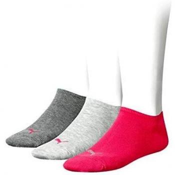 Puma Sneaker Plain Socks – 3 Pair Middle Grey Melange / Pink – EU 39-42 Women