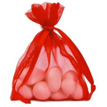 Gamme de 20 sacs en organza rouge (dimensions 7,5×10 cm)