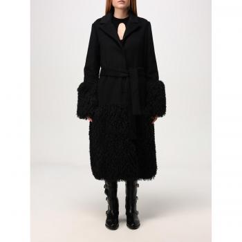 Cappotto TWINSET in misto lana e faux fur Nero Taglia 40