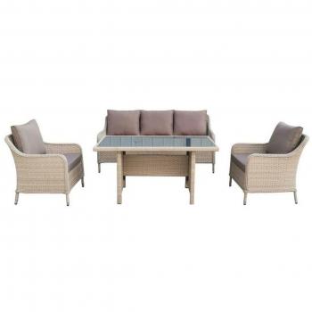 Set de Mesa con Cristal y Acero DKD Home Decor 175x73x81