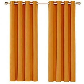 Deconovo Ösenvorhang Verdunkelungsgardine Schlafzimmer, 138x117cm, Orange, 2er Set