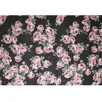 145cm Width Pink Rose Print Chiffon Fabric for Summer Dress Making