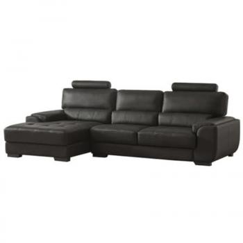 Schwarzes Leder-Ecksofa