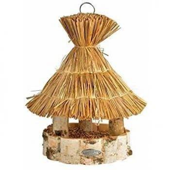 Mangeoire Ronde en Bois avec Toit de Chaume