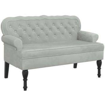 Banco de Estar em Veludo Cinza Claro 119,5x64,5x75 cm