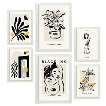 Nacnic Conjunto de 6 Posters en Tinta Negra