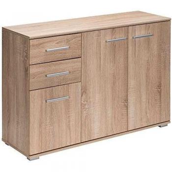 Buffet Commode chêne 3 portes 2 tiroirs 107 x 75 x 35 cm
