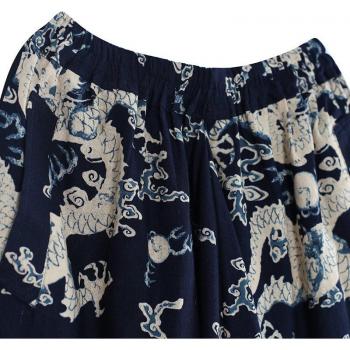 Nepalese Cotton Linen Dragon Print Harem Pants