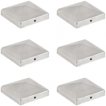 Bouchons de clôture en acier galvanisé – pack de 6 – dimensions 101 × 101 mm