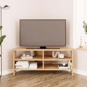 Compact 48” TV Corner Stand by BIMOSSA Roy – Light Oak with Storage