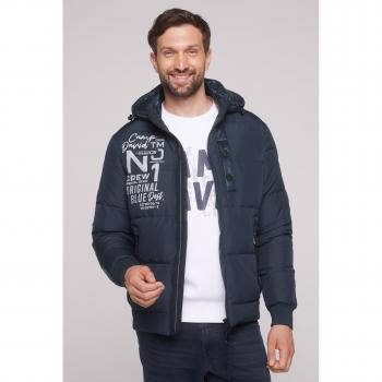 CAMP DAVID Herren-Steppjacke M Blau mit abtrennbarer Kapuze und Innentaschen