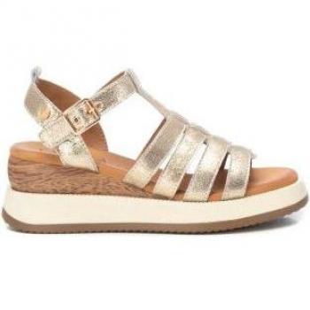 Carmela 161609 sandalias doradas de cuña para mujer de piel