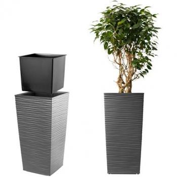KADAX 40‑cm Indoor/Outdoor Planting Pot, Graphite, Plastic, Insert Included