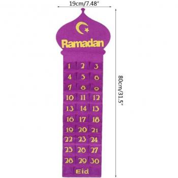Ramadan Countdown Calendar Wall Hanging Felt Decor 30 Spaces
