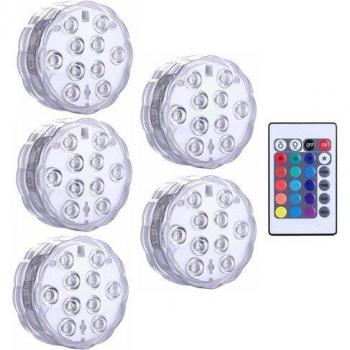 Luces Acuáticas LED 10x, Control Remoto y Resistente al Agua