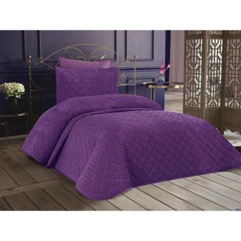 Juego de colcha Dessert, terciopelo acolchado, 180x240 cm, funda de almohada incluida, tamaño individual, ciruela