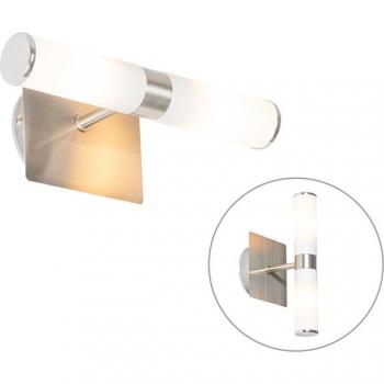 Aplique pared moderno acero IP44 2 luces