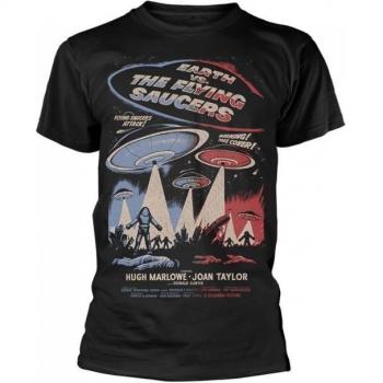 Earth vs the Flying Saucers – Unisex Black Poster T-Shirt Size S