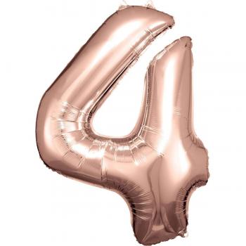 Globo Número 4 Rosa Oro para Decoración 83/86cm