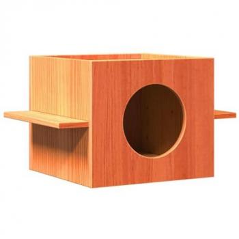 Maison pour chat en bois de pin 51x35x30 cm cire marron