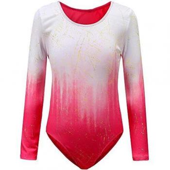 Sinoeem Girls Gradient Sparkle Dance Leotard Long Sleeve