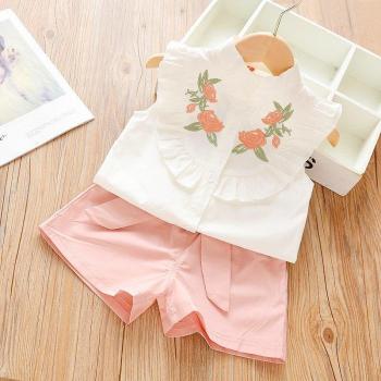 Camiseta de algodón y pantalones cortos para bebés 1-3 años
