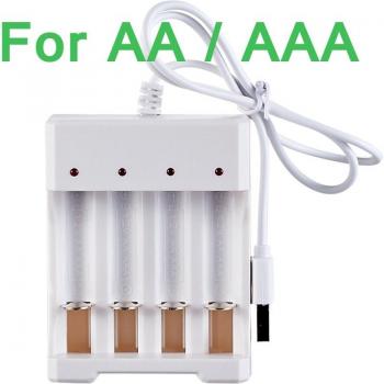 Cargador Multifuncional 4 Ranuras AA/AAA con USB DC 5V