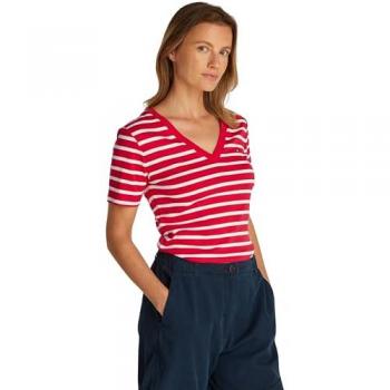 Tommy Hilfiger T-Shirt 'SLIM CODY' V-NK in Rot, Größe S