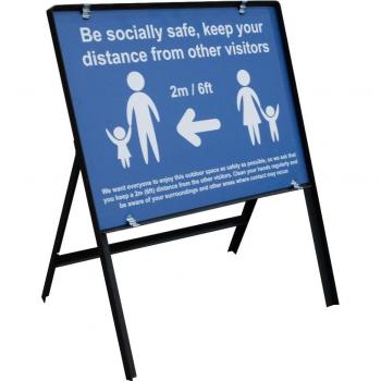 Blue “Stay Safe” Temporary Sign – 600 × 450 mm