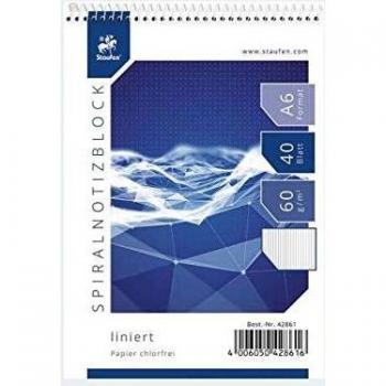 A6 Spiralnotizblock 40 Blatt liniert