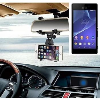 Soporte de espejo retrovisor para Sony Xperia M2 Aqua, negro