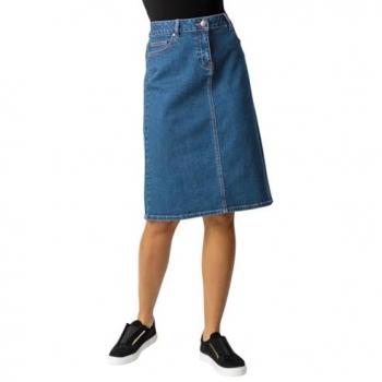 Knee‑Length Indigo Denim Skirt