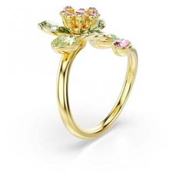 Anello Idyllia Swarovski con fiore verde, placcato oro, taglia 52
