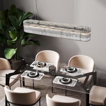 BAROK Pendelleuchte (Nova Luce) 7‑Flammen schwarz, 110 × 18 × 210 cm, dimmbar