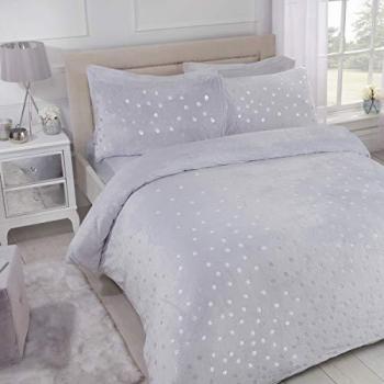 Elegant Foil Polka Dot Luxury Duvet Ensemble in Silver