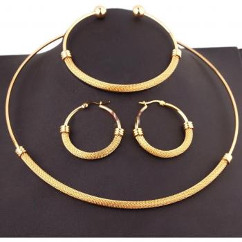 Gold Mesh Choker and Bracelet Set for Women in Stainless Steel