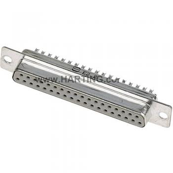Embase Sub‑D Femelle 15 Pôles Harting 09672154715 – 180°, fût à souder